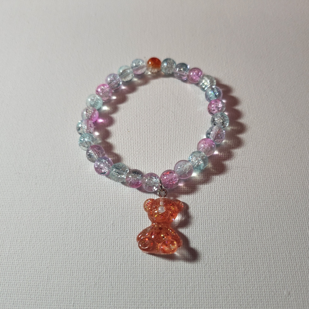 Glass Bead Bracelet with Gummy Bear Charm